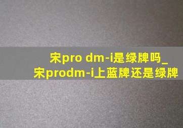 宋pro dm-i是绿牌吗_宋prodm-i上蓝牌还是绿牌